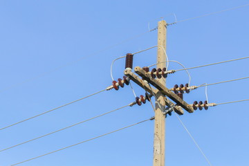 electricity post high voltage cable lines