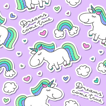 seamless pattern with unicorns