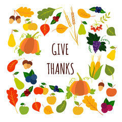 Give Thanks vector card template
