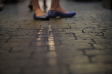 Fancy Woman's Shoes on Stone Floor