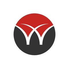 W letter initial in the circle logo design