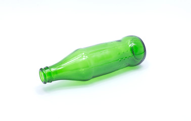 Green glass bottle isolated