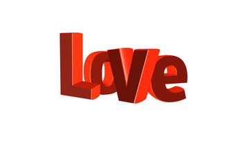 3d illustration of love word on white