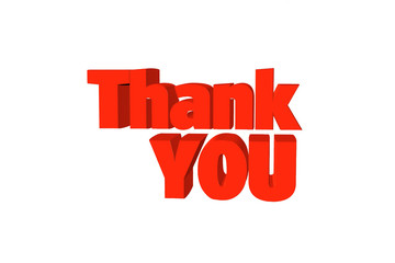 3D Thank You Word illustration isolated on white