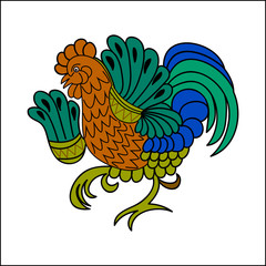 Colorful rooster on a white background