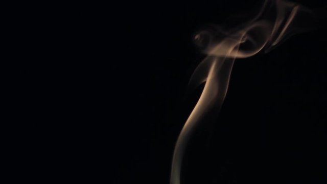 Beautiful wisp of smoke on a black background. Warm tone