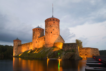 Olavinlinna castle in the august twilight. Savonlinna, Finland