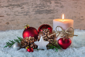 Weihnachtszeit Schnee Kerze Advent Dekoration
