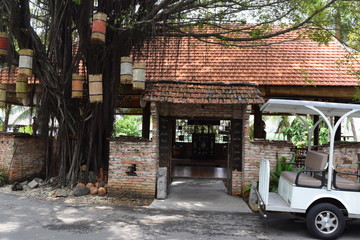 landscaping brick gate in countryside in vietnam