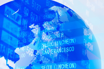 地球儀と空港イメージ 