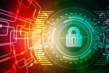 Obraz premium Security concept: Lock on digital screen, contrast, 2d illustration