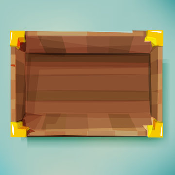 Top view of old wooden box. treasure - vector