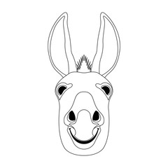 donkey head face vector  coloring book
