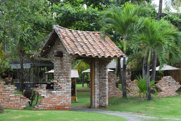 landscaping brick gate in countryside