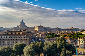 Fototapeta na wymiar View over Rome with Vatican in the background