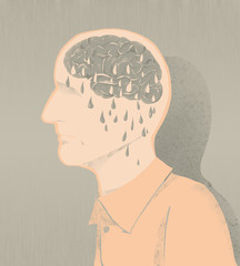 Illustrazione di malato di alzheimer e perdita di memoria 