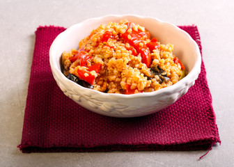 Bulgur with sauteed vegetables