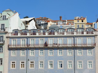 Fototapeta na wymiar Alfama, the oldest district of Lisbon, Portugal. Its colorful buildings.