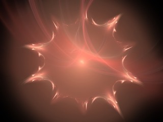 Red abstract glowing fractal in the form of floral pattern with curves