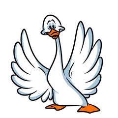 White goose cartoon illustration isolated image animal character  © efengai
