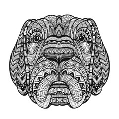 Zentangle Dog face. Hand Drawn doodle vector illustration. High