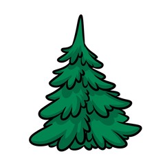 Green tree nature element cartoon illustration isolated image
