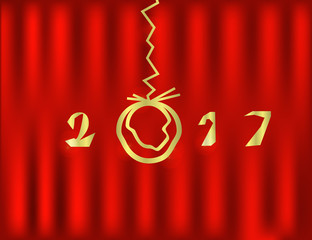 2017  Happy New Year red Background
