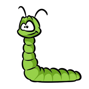 Green caterpillar good cartoon illustration isolated image animal character 