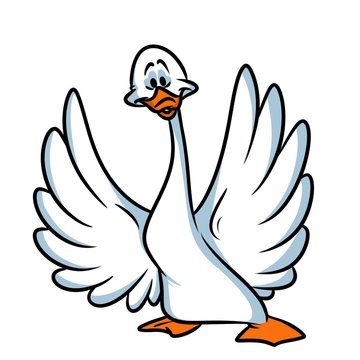 White goose cartoon illustration isolated image animal character 