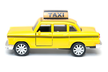 Yellow Taxi Car Isolated On White