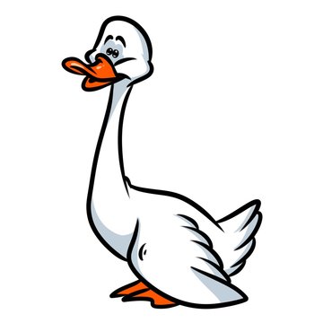 White goose cartoon illustration isolated image character

