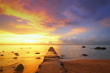Gartenposter Küste Sunset at Mauritius