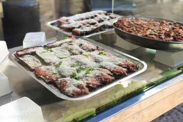 Parmigiana di melanzane, Ballarò market, Palermo, Sicily