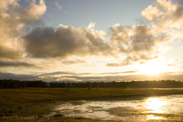 sunset in norway over a lake