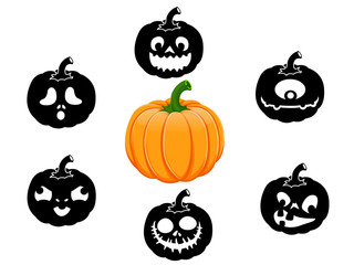 Collection of 6 pumpkins for Halloween Set 5