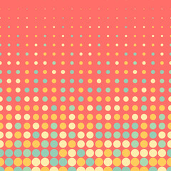 Halftone colorful dots horizontal seamless pattern. Abstract art vector background.
