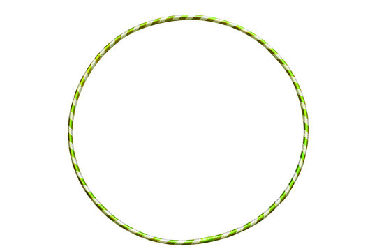 Versatile exerciser for sports , fitness and ballet. The hula Hoop light green with silver isolated on white background. Gymnastics, fitness, diet.