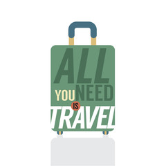 Single Luggage Of Traveler Vector Illustration
