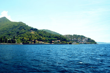 Fototapeta premium View of the village Lepetane in Boka Bay, Montenegro
