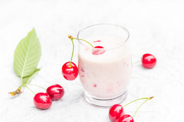 Refreshing summer drink fruit cocktail cherries