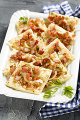 Pie with bacon and onion