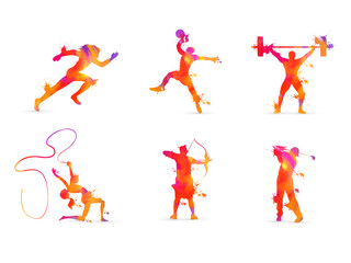 Set of different Sports Players in action.