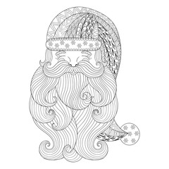 Fancy Santa in zentangle style. Freehand ethnic Xmas sketch for - 121629433
