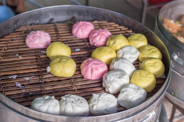 steamed dumpling in street market thailand