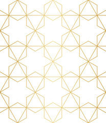 Golden abstract geometric pattern with rhombus, triangles and squares vector illustration