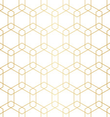 Golden abstract geometric pattern with rhombus, triangles and squares vector illustration
