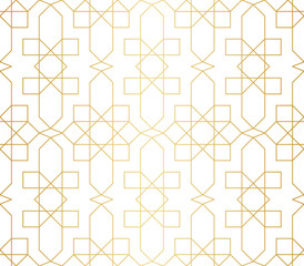 Golden abstract geometric pattern with rhombus, triangles and squares vector illustration
