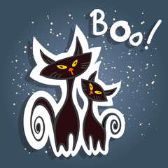 cartoon halloween cats
