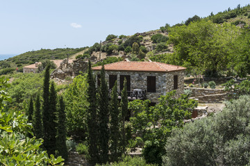 Fototapeta na wymiar Old stone aegean villa at Doganbey, Karina, Turkey