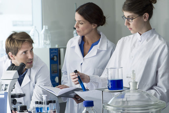 Scientists experimenting in a laboratory